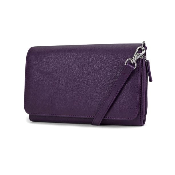 Purple Clutch Bag Wristlet RFID Protection Purse Organizer Carry Bag Designer 
